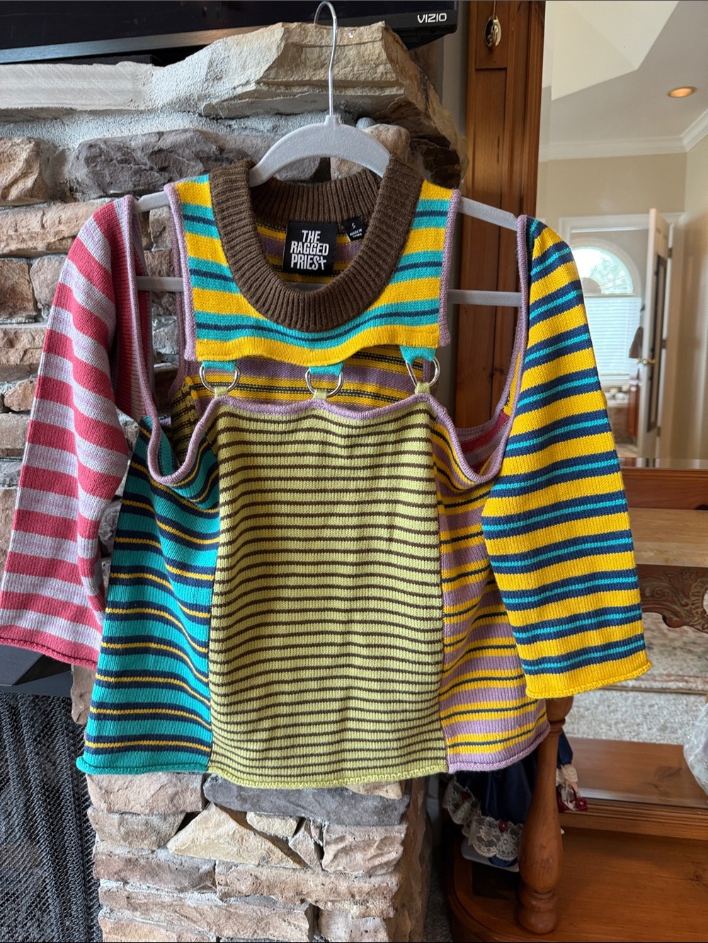 The Ragged Priest Kids' Multi-Stripe Layered Knit Top - Yellow & Blue